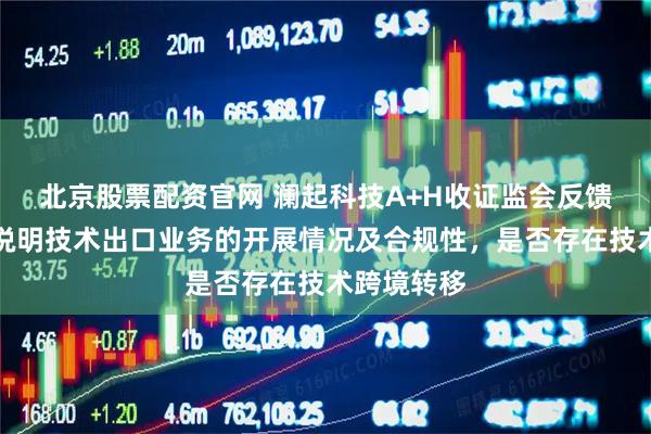 北京股票配资官网 澜起科技A+H收证监会反馈意见：需说明技术出口业务的开展情况及合规性，是否存在技术跨境转移